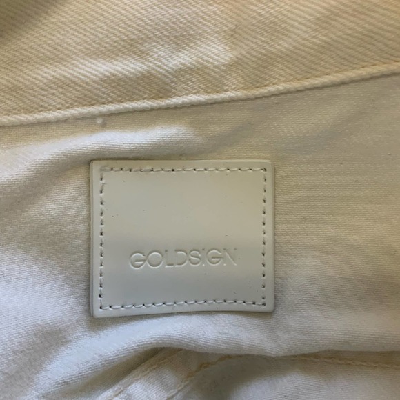 Goldsign White Denim Embroidered Jacket Karen sz S Designer Piece Gold Buttons - Picture 7 of 9